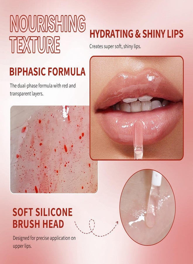 teerova Dual-Phase lip oil, Moisturizing Nourishing Shiny Red and Transparent layer lip gloss, Natural and Fresh Bitten Lip Makeup - Image 2