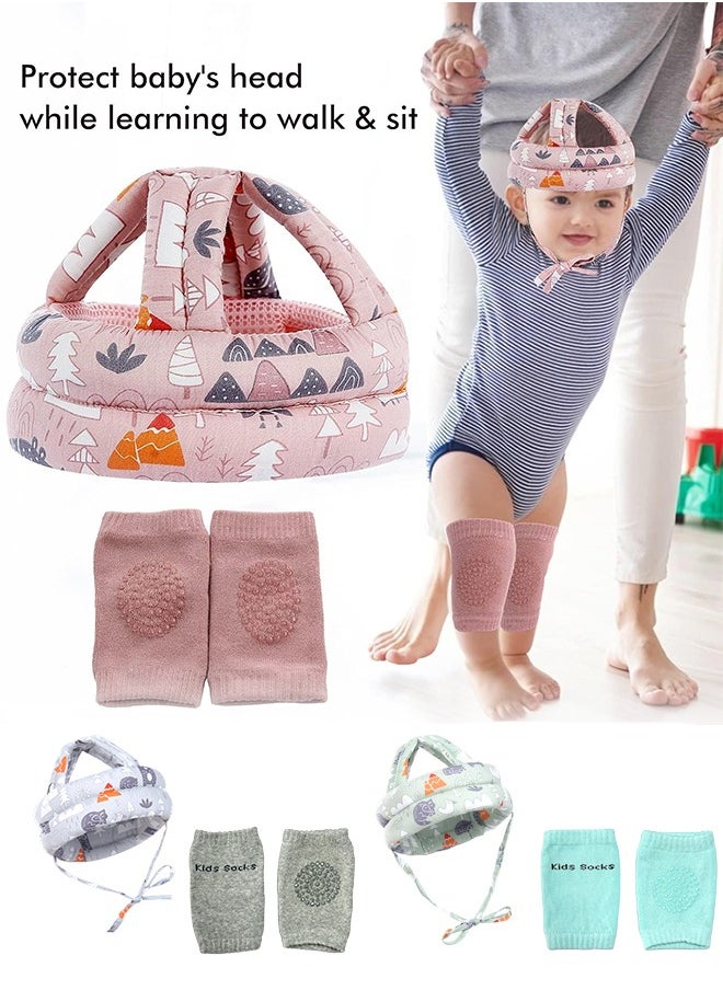 Super ZYouth - Baby Head Protector with Baby Knee Pads, Baby Safety Helmet for Crawling Walking, Adjustable Head Cushion Bumper Bonnet for Infant Toddler, Green - Image 1