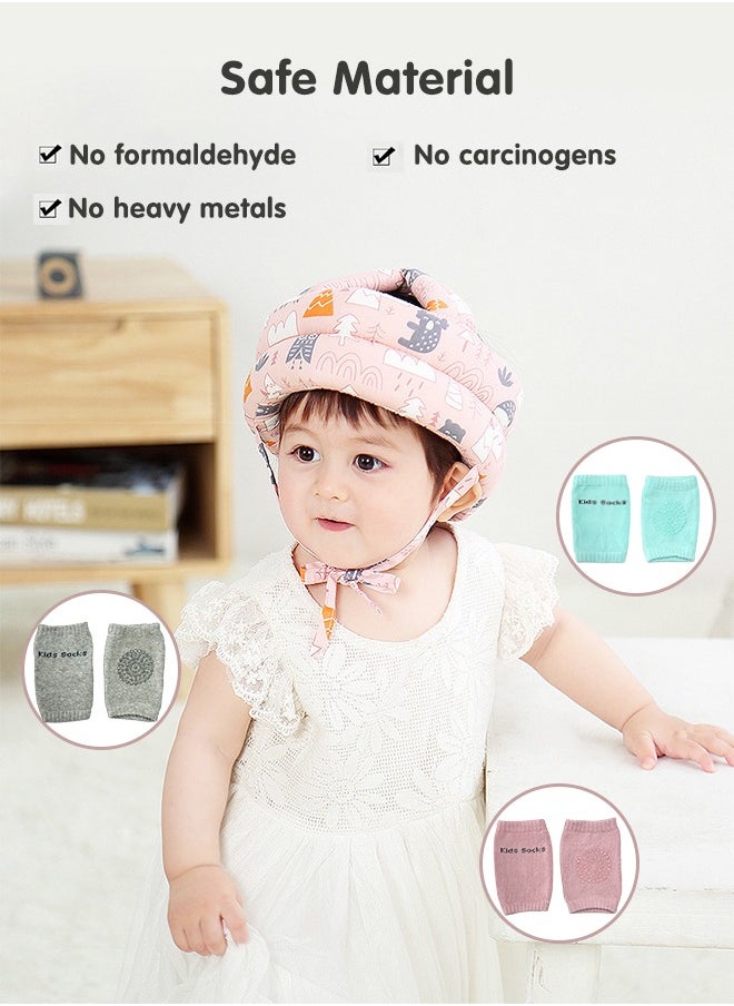 Super ZYouth - Baby Head Protector with Baby Knee Pads, Baby Safety Helmet for Crawling Walking, Adjustable Head Cushion Bumper Bonnet for Infant Toddler, Green - Image 1