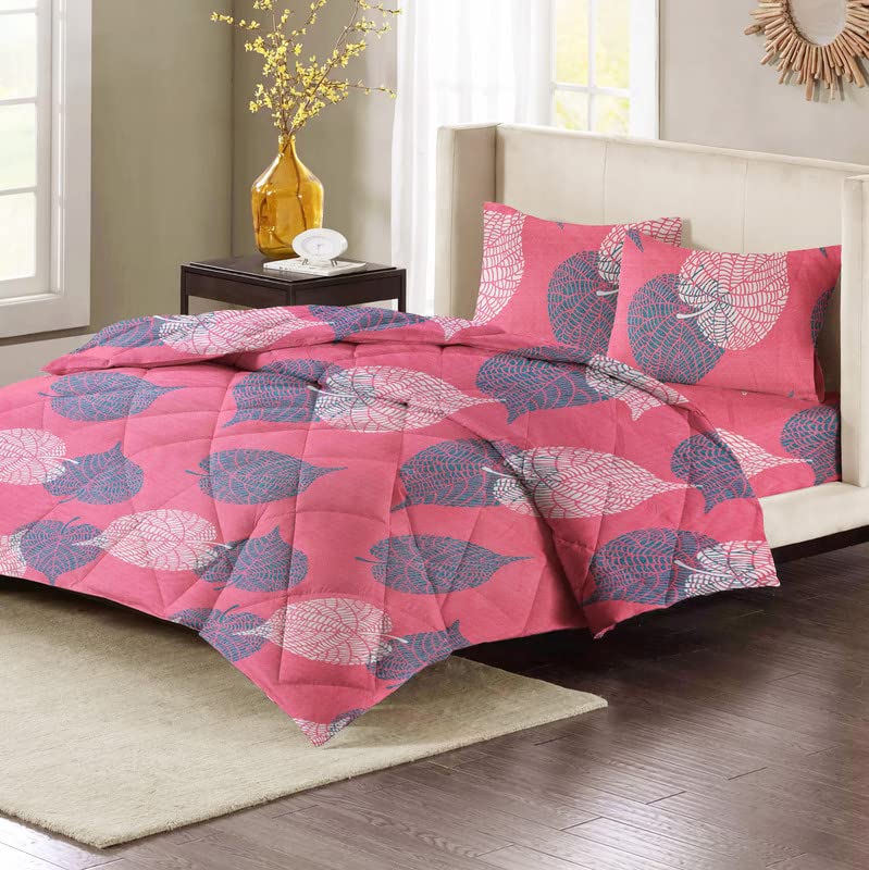 VAS COLLECTIONS 220 GSM Microfiber Reversible AC Comforter/Blanket for Light Winter/Quilt/Duvets for Single Size Bed (240X152 cm, Pink & Green) - Image 3