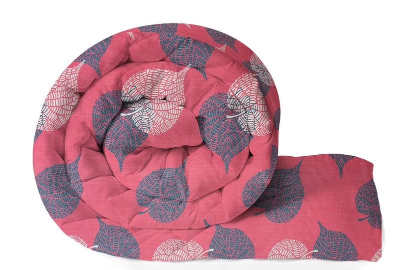 VAS COLLECTIONS 220 GSM Microfiber Reversible AC Comforter/Blanket for Light Winter/Quilt/Duvets for Single Size Bed (240X152 cm, Pink & Green) - Image 1