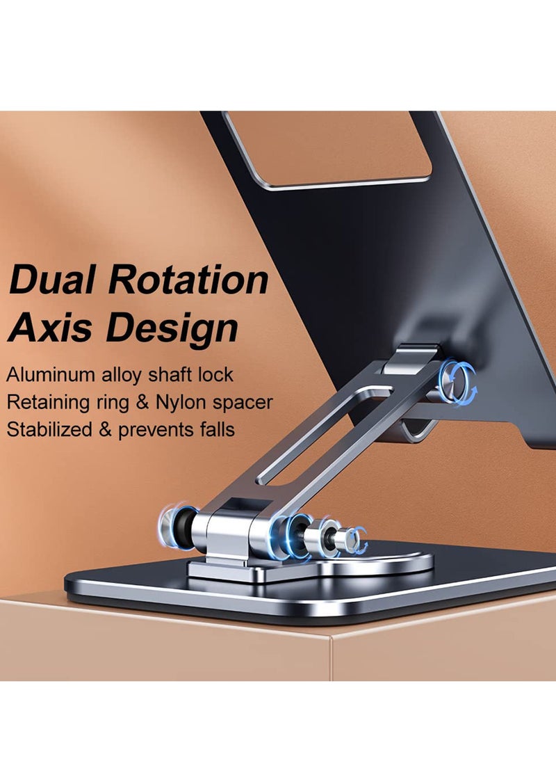 KASTWAVE Tablet Stand, Rotatable and Foldable ipad Stand, Update Tablet Stand Portable iPad Holder for Desk, Compatible with 4.7-12 Inch Tablets and Smartphones, Grey - Image 2