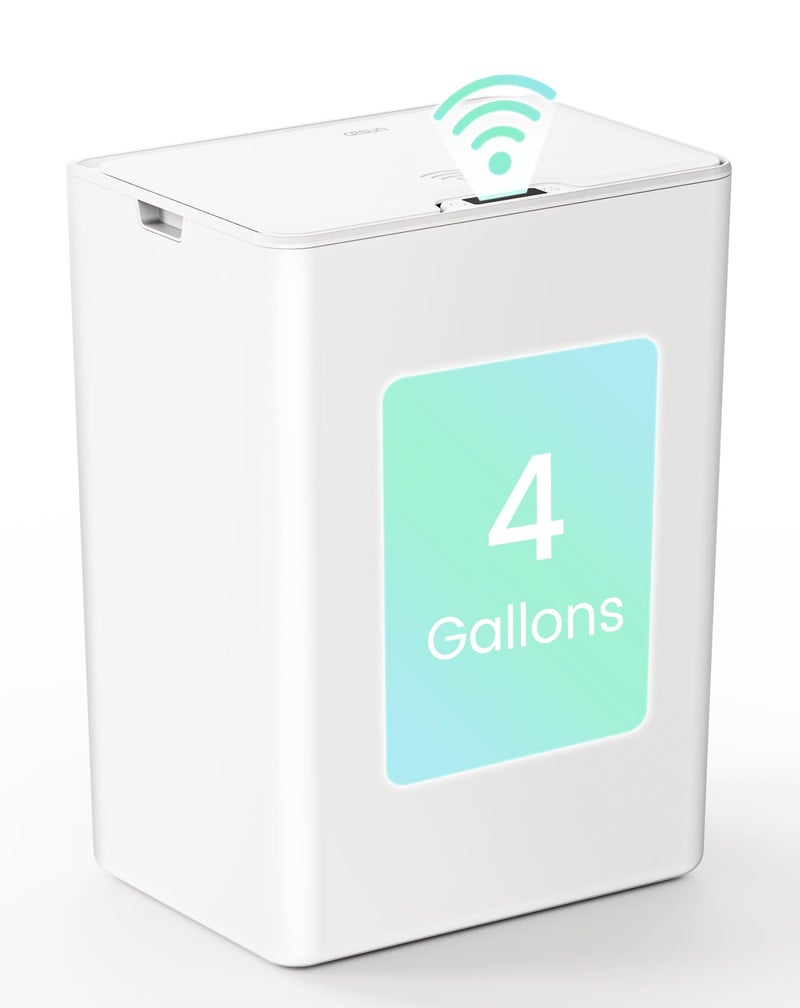 Cesun 4 Gallon Bathroom Trash Can with Lid Small Automatic Trash Can Touchless Motion Sensor Garbage Can White Plastic Waste Basket for Bathroom Bedroom Toilet Office Rv