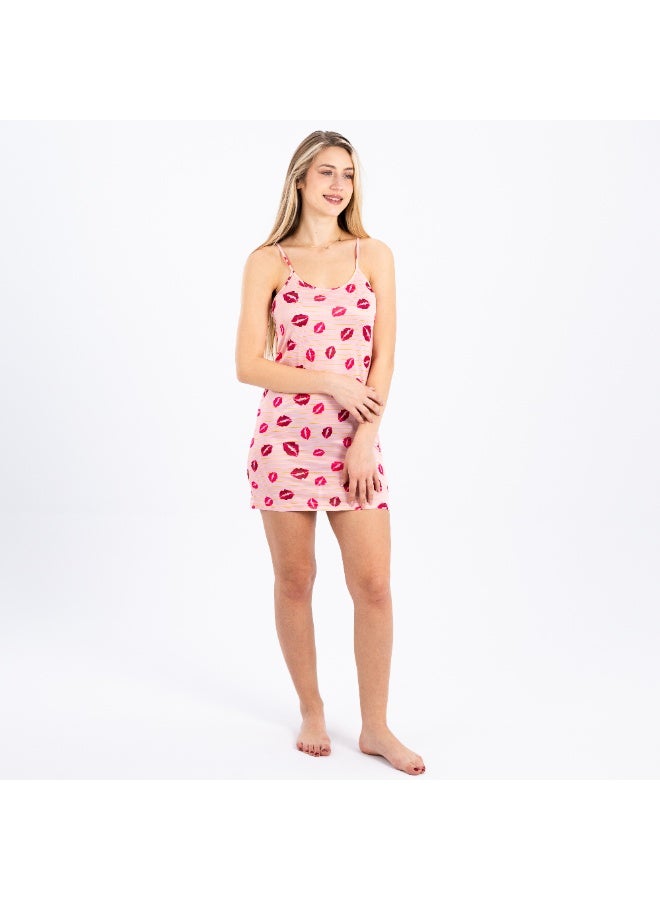 zecotex  Printed Short Nightgown without Sleeves in Synthetic Fabric | Summer Dress & Night Outfit | Elegant Nightgown in Soft Synthetic Material  - Image 2