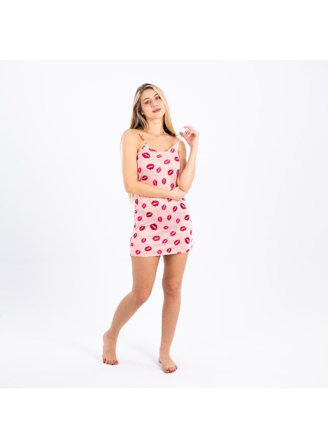 zecotex  Printed Short Nightgown without Sleeves in Synthetic Fabric | Summer Dress & Night Outfit | Elegant Nightgown in Soft Synthetic Material  - Image 3