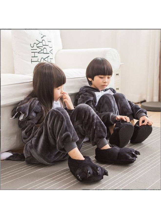 Trade Children's Animal Romper Crawling Suit Baby Autumn Winter Flannel Grey Wolf Turtle One-piece Pajamas