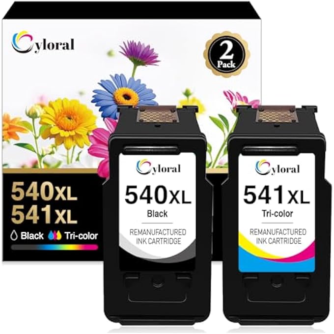 540XL 541XL INK CARTRIDGES COMPATIBLE WITH CANON 540 541 XL (BLACK & TRI-COLOUR) WORK WITH PIXMA MG2100 MG2140 MX374 MX375 MX390 MX394 MX395 MX430 MX432 MX434 MX435 MX455 TS5150 TS5151 PRINTER - Image 1