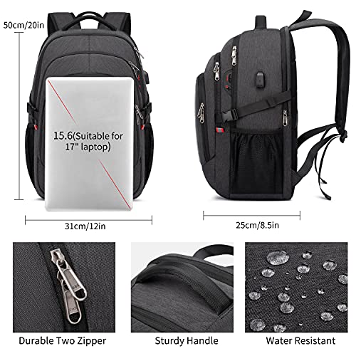CAFELE Backpack,17.3in Durable Travel Laptop Backpack, College Backpack,RFID Anti Theft Pocket Big Business Computer Bag,Water Resistant School Bookbag for Teens Men Women,Gifts Grey - Image 4