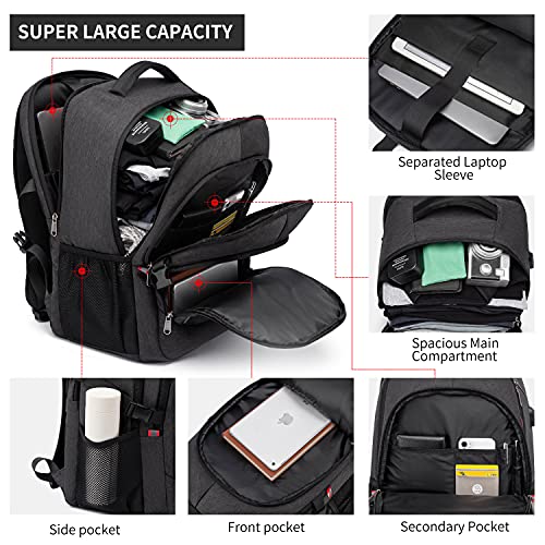 CAFELE Backpack,17.3in Durable Travel Laptop Backpack, College Backpack,RFID Anti Theft Pocket Big Business Computer Bag,Water Resistant School Bookbag for Teens Men Women,Gifts Grey - Image 2