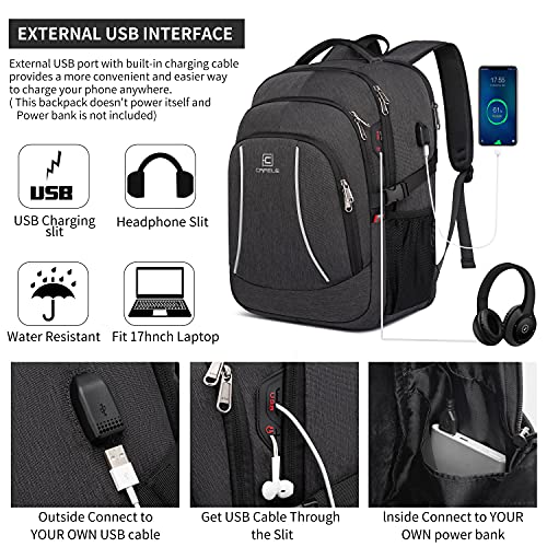 CAFELE Backpack,17.3in Durable Travel Laptop Backpack, College Backpack,RFID Anti Theft Pocket Big Business Computer Bag,Water Resistant School Bookbag for Teens Men Women,Gifts Grey - Image 3