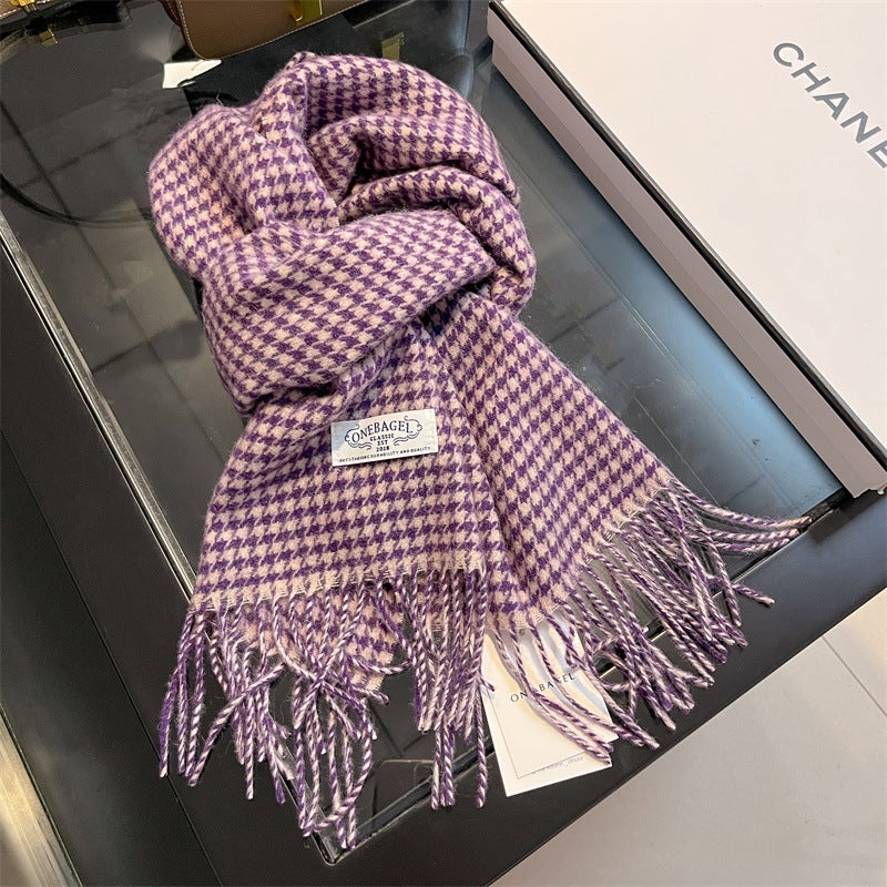 Autumn Winter Thick 100% Wool Unisex Scarf Burgundy 