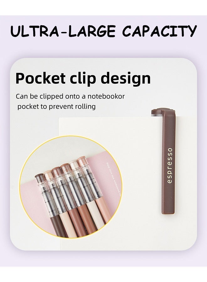 SHANDS [6pcs Coffee Gel Pens] 6pcs Quick-Drying Ink Gel Pens | Coffee Theme, Soft Touch, No Smear, for Note taking, Drawing, School & Office Supplies - Image 3
