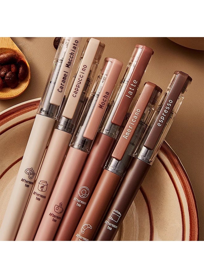 SHANDS [6pcs Coffee Gel Pens] 6pcs Quick-Drying Ink Gel Pens | Coffee Theme, Soft Touch, No Smear, for Note taking, Drawing, School & Office Supplies - Image 5