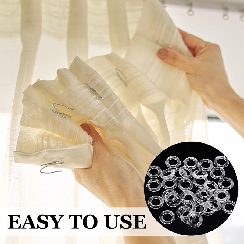 Shappy 100 Pieces Clear Roman Curtain Rings 55 Yards Roman Blind Cord 8 to 13 mm Transparent Plastic Rings 1.8 mm White Braided Lift Shade Cord for DIY Blind Curtains (Black) - Image 4