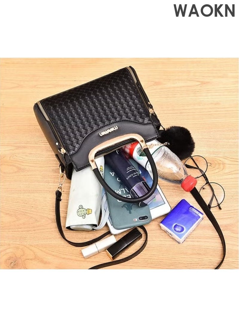 WAOKN Women's fashionable handbag, leather fabric crossbody bag, women's large capacity handbag, designed in a fashionable, simple and atmospheric way, versatile for commuting, with a top handle on the back pocket, women's fashionable travel shoulder bag. - Image 2