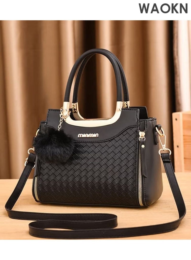 WAOKN Women's fashionable handbag, leather fabric crossbody bag, women's large capacity handbag, designed in a fashionable, simple and atmospheric way, versatile for commuting, with a top handle on the back pocket, women's fashionable travel shoulder bag. - Image 1