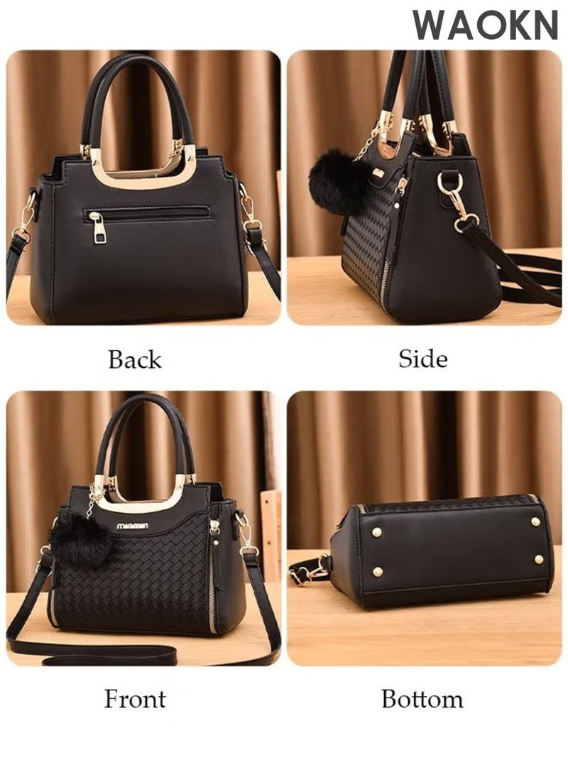 WAOKN Women's fashionable handbag, leather fabric crossbody bag, women's large capacity handbag, designed in a fashionable, simple and atmospheric way, versatile for commuting, with a top handle on the back pocket, women's fashionable travel shoulder bag. - Image 4