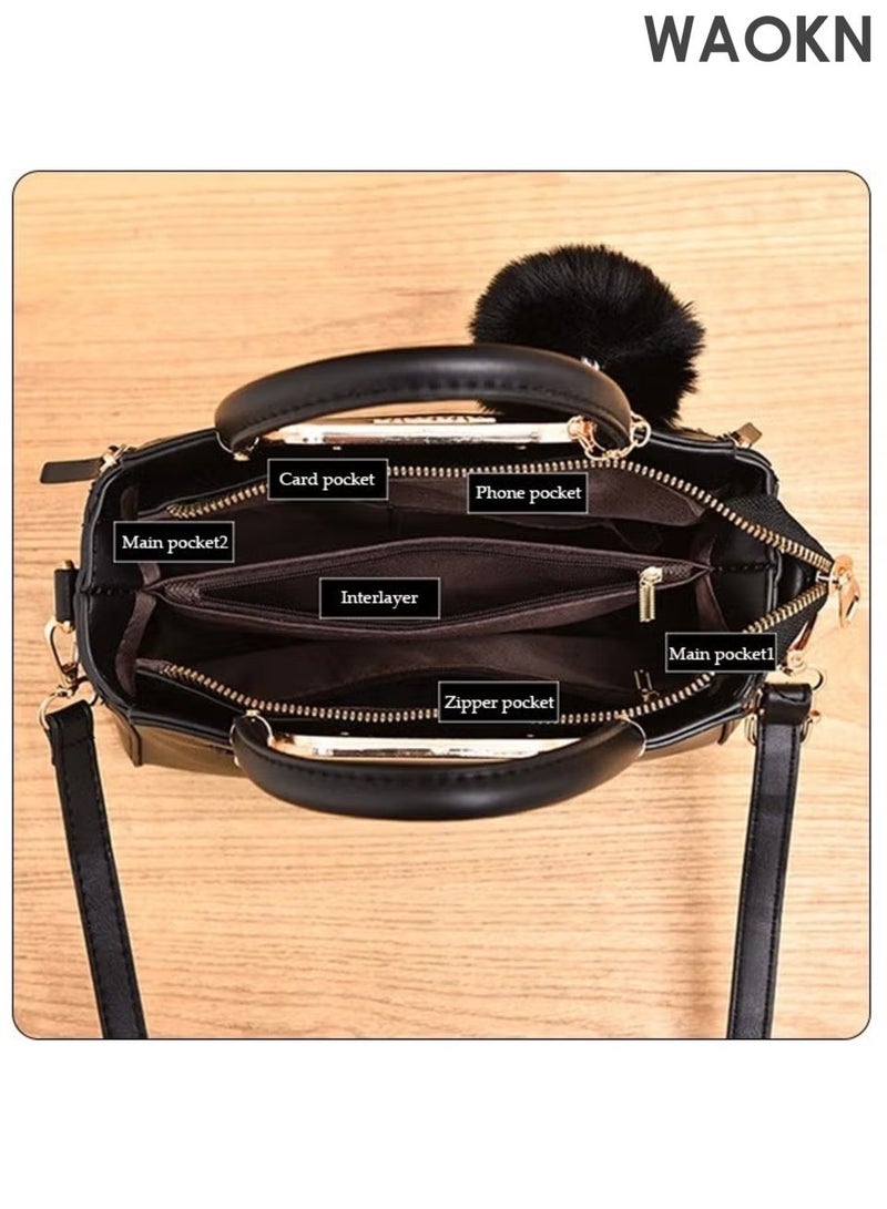 WAOKN Women's fashionable handbag, leather fabric crossbody bag, women's large capacity handbag, designed in a fashionable, simple and atmospheric way, versatile for commuting, with a top handle on the back pocket, women's fashionable travel shoulder bag. - Image 5