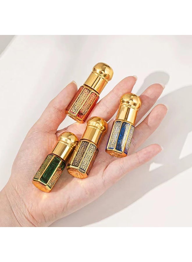 Vintage Arabic 12ml Hexagonal Glass Essential Oil Roller Bottles Set with Gold Embossed Pattern, 5-Pack - Image 5