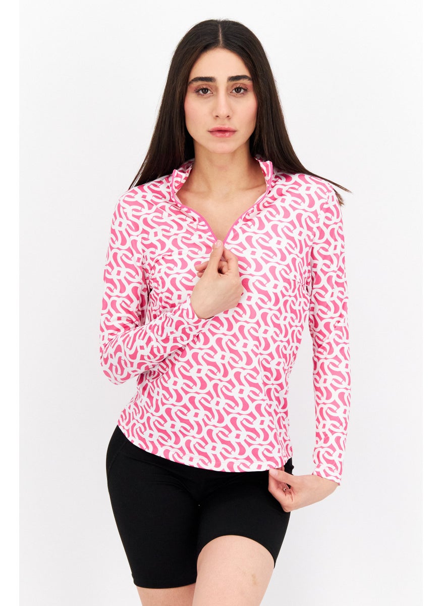 X by Gottex Women Sportswear Fit Long Sleeve Training Top, Pink  - Image 1