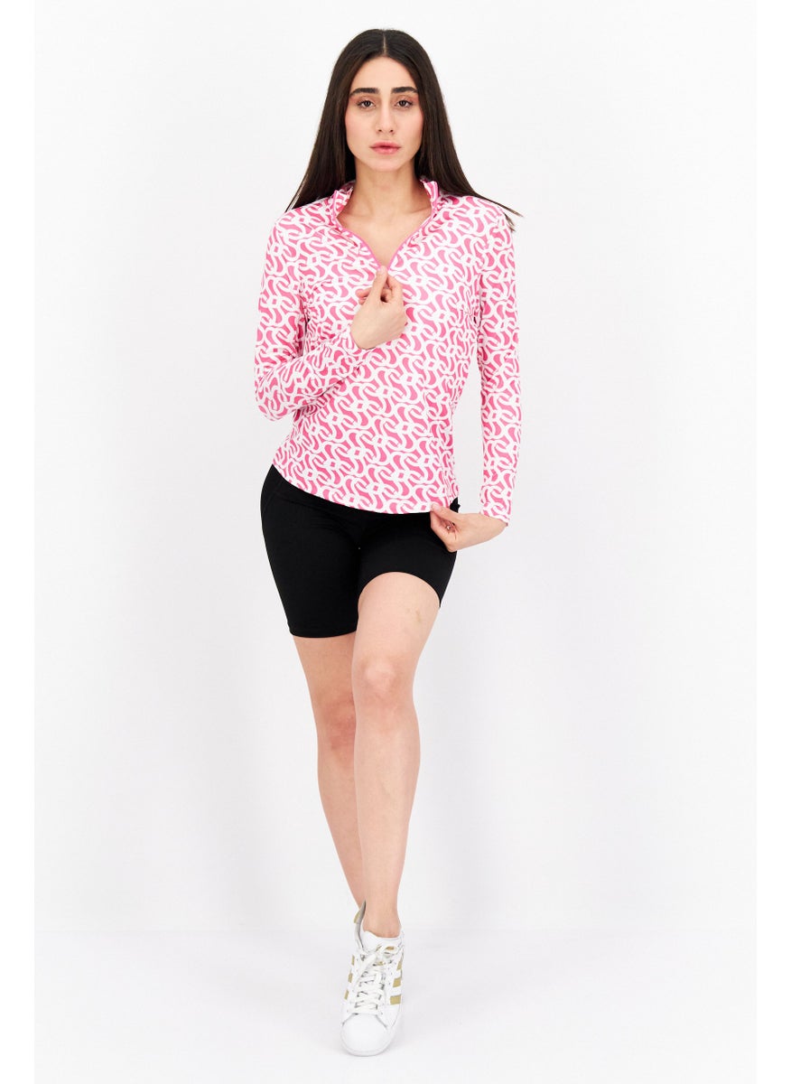 X by Gottex Women Sportswear Fit Long Sleeve Training Top, Pink  - Image 4