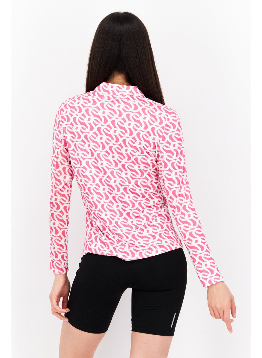 X by Gottex Women Sportswear Fit Long Sleeve Training Top, Pink  - Image 3