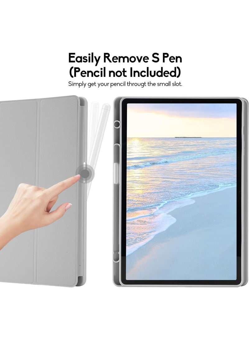 ميجوفاست سامسونج جالكسي تاب S9 FE+ / S9 FE Plus 12.4 بوصة مع حامل قلم S، غطاء حماية ثلاثي الطي من مادة TPU الناعمة، يدعم شحن قلم S، خاصية الإيقاظ/السكون التلقائي باللون الفضي - Image 5