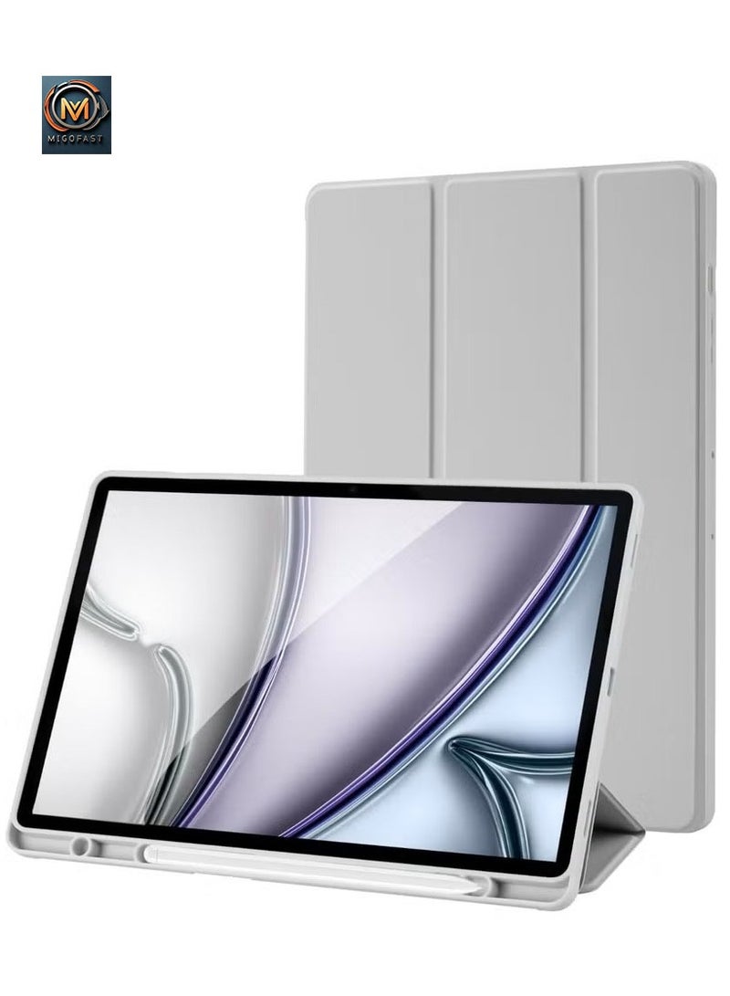 ميجوفاست سامسونج جالكسي تاب S9 FE+ / S9 FE Plus 12.4 بوصة مع حامل قلم S، غطاء حماية ثلاثي الطي من مادة TPU الناعمة، يدعم شحن قلم S، خاصية الإيقاظ/السكون التلقائي باللون الفضي - Image 1