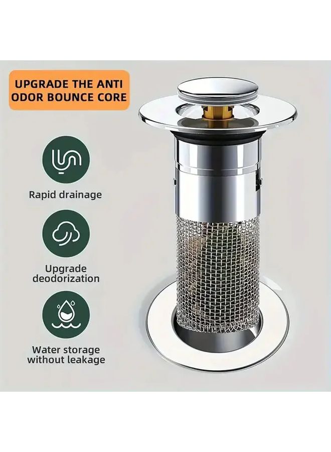 Brass Core Stainless Steel Pop Up Bathroom Sink Stopper 1.1-1.3 Inch - Image 5