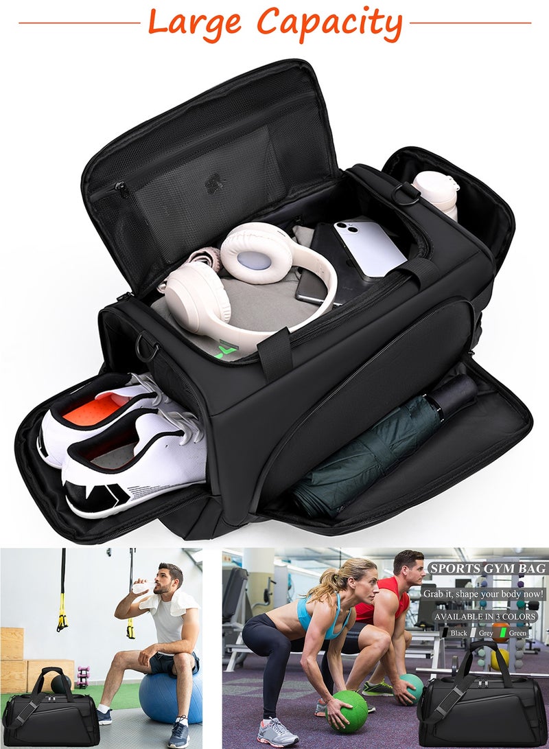 TokFaa Sports Gym Bag for Men Women Travel Duffel Bag with Shoes Compartment and Wet Pocket Carry on Bag 48L Waterproof Shoulder Weekender Overnight Luggage Bag Swimming Yoga Tote Bags(Black) - Image 5