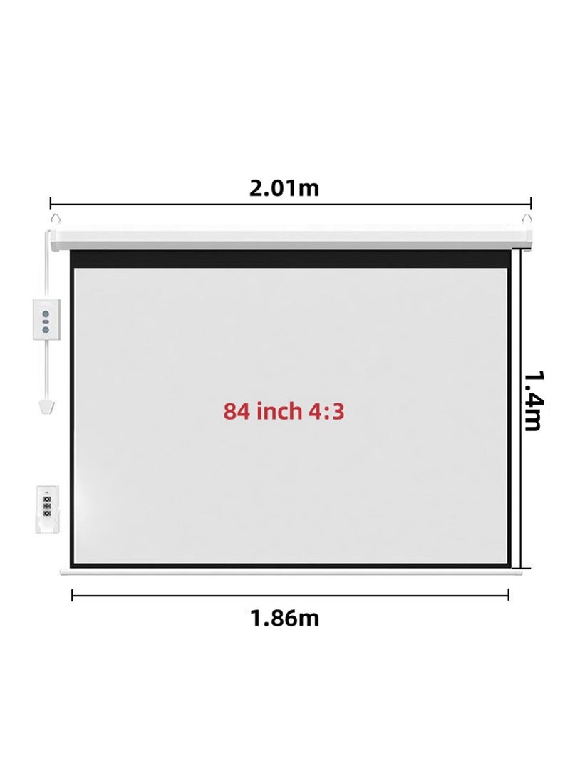 Flash Hawk 84-100-120 Inch 4:3 Wall Mount Electric Projector Screen Motorized Projection Curtain with Remote Control For Business/School/Office/Meeting  - Image 3