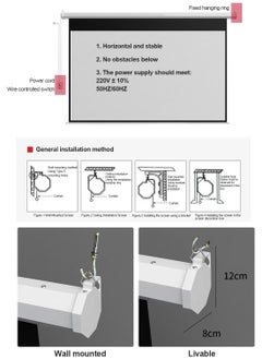 Flash Hawk 84-100-120 Inch 4:3 Wall Mount Electric Projector Screen Motorized Projection Curtain with Remote Control For Business/School/Office/Meeting  - Image 5