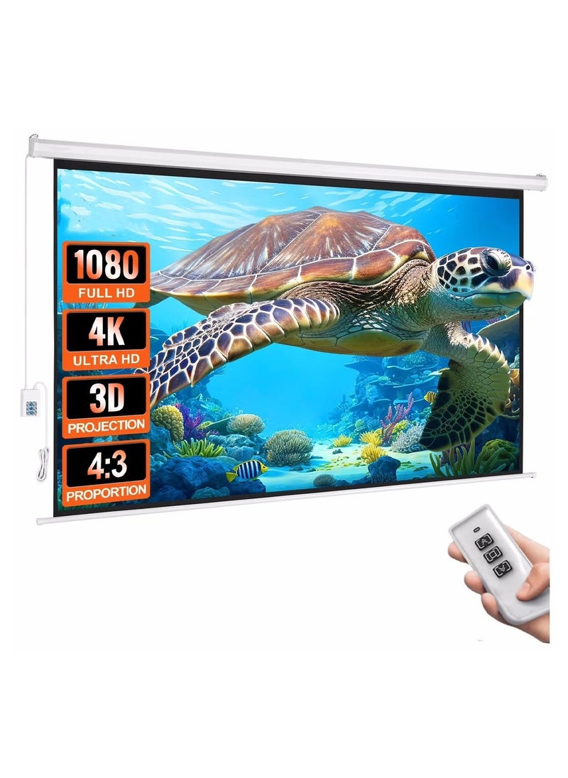Flash Hawk 84-100-120 Inch 4:3 Wall Mount Electric Projector Screen Motorized Projection Curtain with Remote Control For Business/School/Office/Meeting  - Image 2