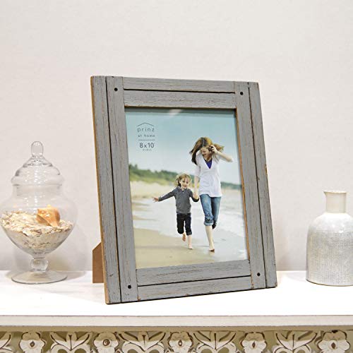 Prinz Homestead 8-Inch by 10-Inch Rustic Wood Picture Frame in Distressed Gray Finish, Two-Way Easel, Can Be Wall-Mounted - Image 2