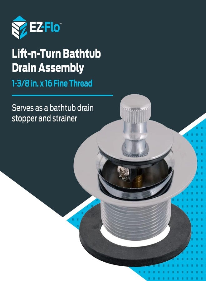 Eastman EZ-FLO Lift-n-Turn Bath Drain Assembly Kit, 1-3/8 in. x 16 Fine Thread, 2-7/8 in. OD Flange, 5/16 in. Tapped Zinc Body, Chrome Plated, 35231 - Image 2
