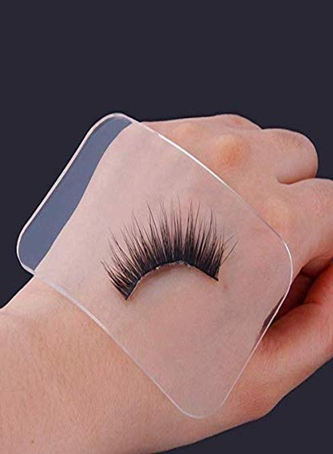 DNHCLL 2 PCS Reuseable Eye Lashes Pads Pallet Stand, Rectangle Soft Silicone Eyelash Extension Pad Eye Lash Glue Stand Tray Holder(Pink and Clear) - Image 4