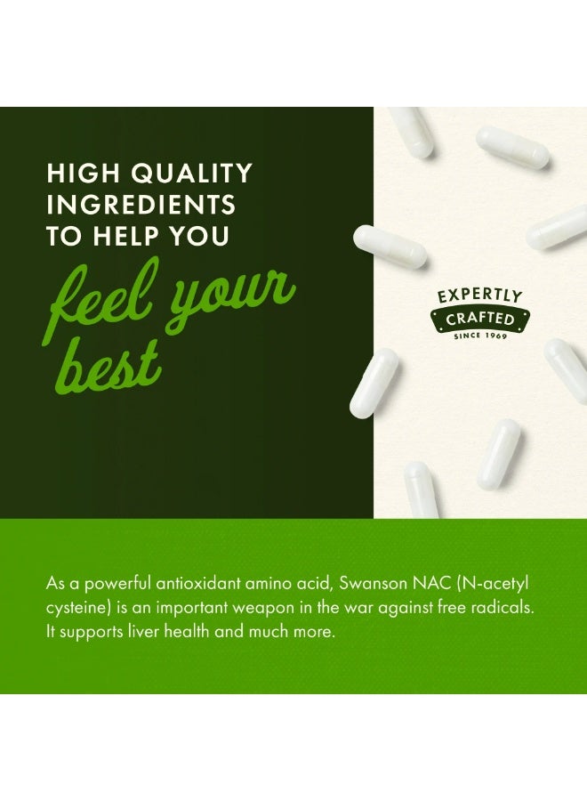 SWANSON Nac N-Acetyl Cysteine 600 mg 100 Caps - Image 4