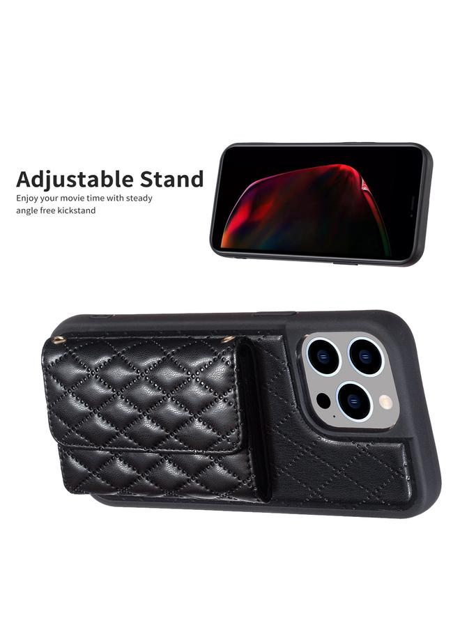 S-TOP Case For iPhone 14 Pro Horizontal Wallet Rhombic Leather Phone Case - Image 5