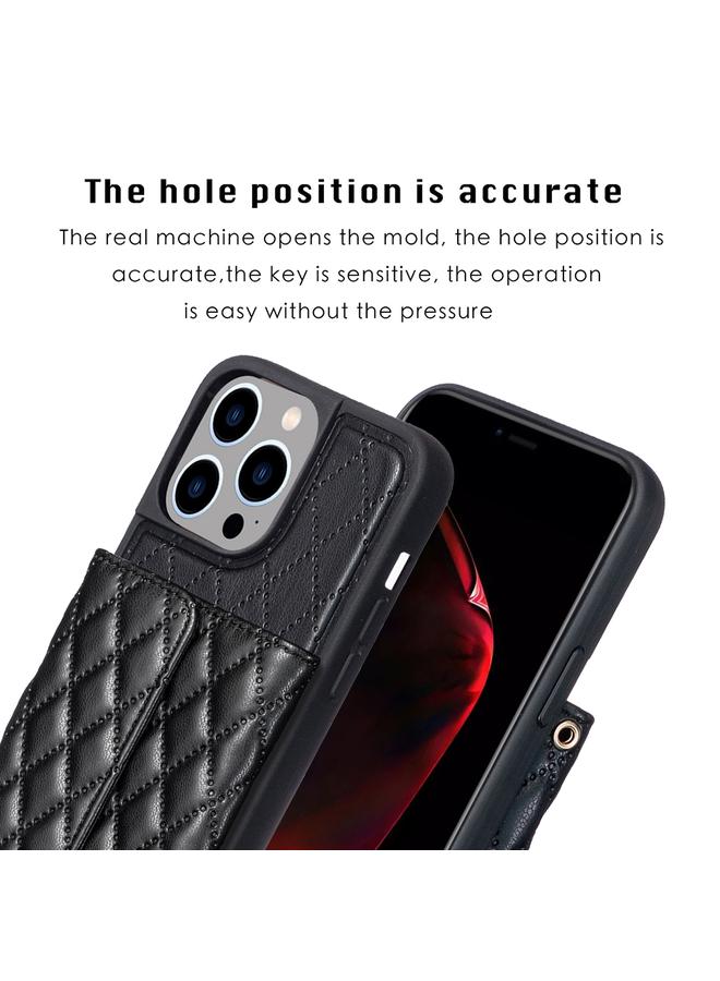 S-TOP Case For iPhone 14 Pro Horizontal Wallet Rhombic Leather Phone Case - Image 3
