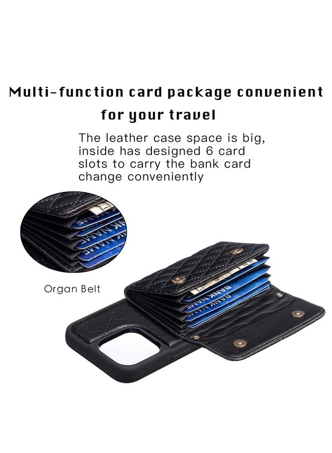 S-TOP Case For iPhone 14 Pro Horizontal Wallet Rhombic Leather Phone Case - Image 4