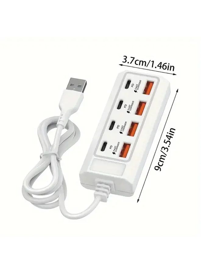 مأخذ USB محطة حائط للشحن السريع بقوة 25 واط 8 منافذ 4 USB من النوع A و4 من النوع C PD للشحن المتزامن للكمبيوتر المحمول والجهاز اللوحي والأجهزة الذكية - Image 3
