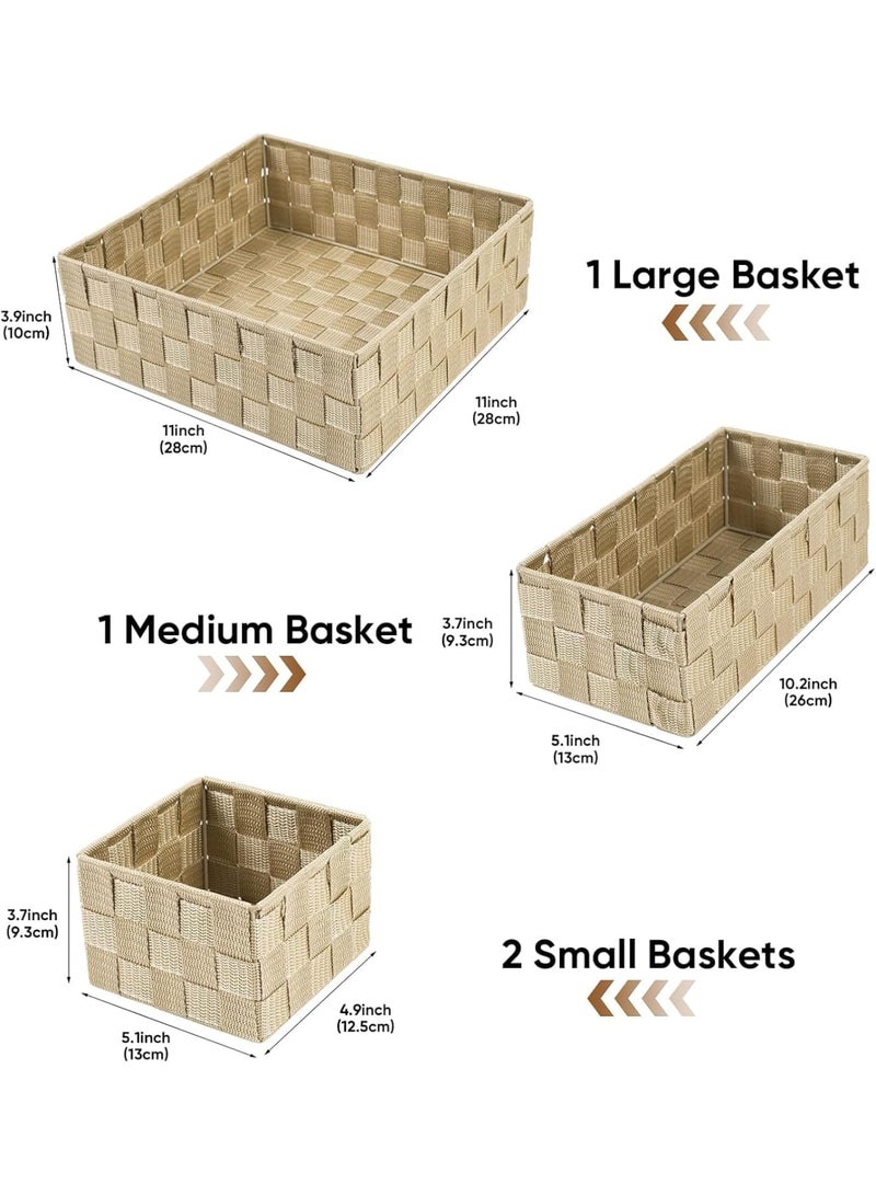 SYOSI سلال تخزين، مجموعة من 4 منظمين مكعبات صغيرة منسوجة مع فاصل لرف الخزانة أو درج التسريحة، صناديق تخزين متينة ومتعددة الاستخدامات لغرفة النوم والمطبخ والمخزن - Image 2