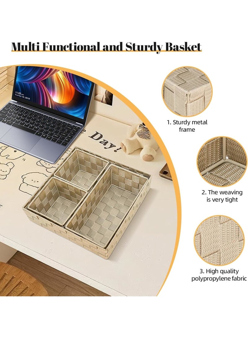 SYOSI سلال تخزين، مجموعة من 4 منظمين مكعبات صغيرة منسوجة مع فاصل لرف الخزانة أو درج التسريحة، صناديق تخزين متينة ومتعددة الاستخدامات لغرفة النوم والمطبخ والمخزن - Image 3