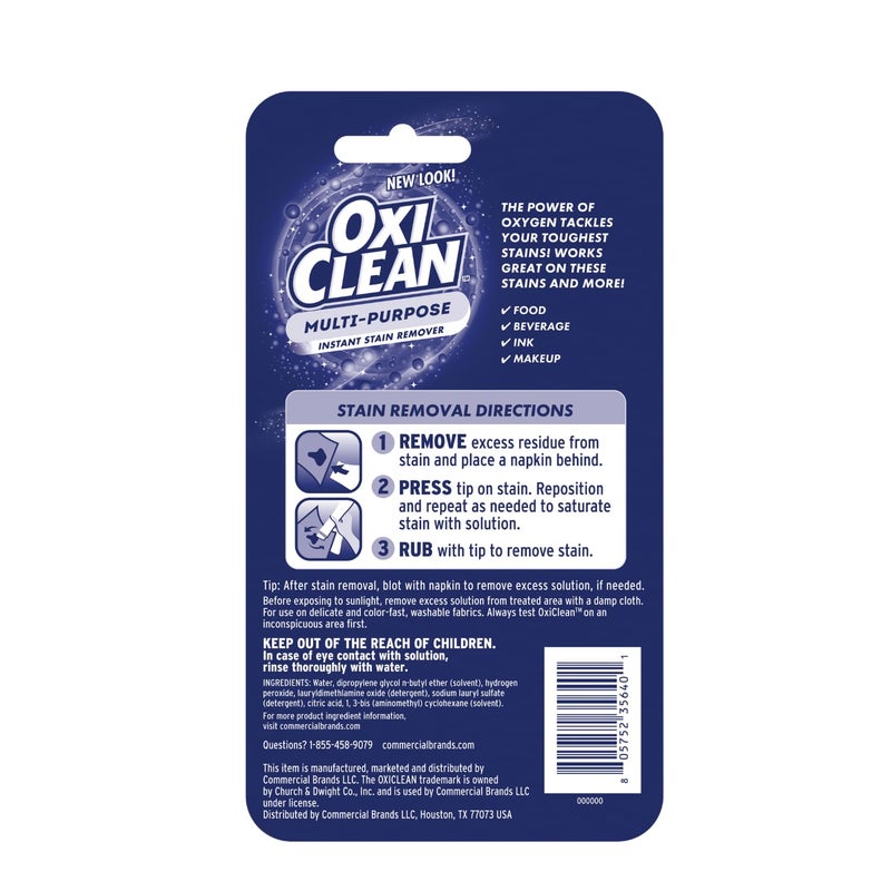 Oxiclean قلم مزيل البقع OxiClean On The Go، 0.74 أونصة سائلة - منظف بقع فوري للسفر للملابس، الطعام، النبيذ، القهوة، المكياج، محمول وسهل الاستخدام - Image 2