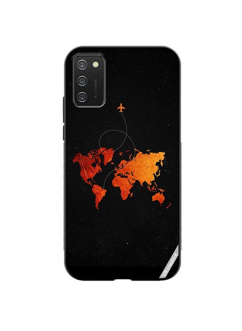 Protective Case Cover For Samsung Galaxy A03s Travel Map Design Multicolour