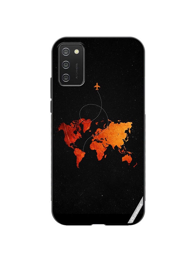 Protective Case Cover For Samsung Galaxy A03s Travel Map Design Multicolour
