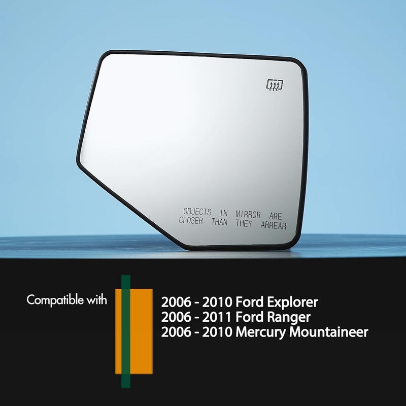 SNEMEEY GOAMOTORS RIGHT PASSENGER SIDE HEATED MIRROR GLASS WITH BLIND SPOT FT4Z17K707C COMPATIBLE WITH FORD EDGE EXTERIOR MIRROR REPLACEMENT GLASS - Image 2