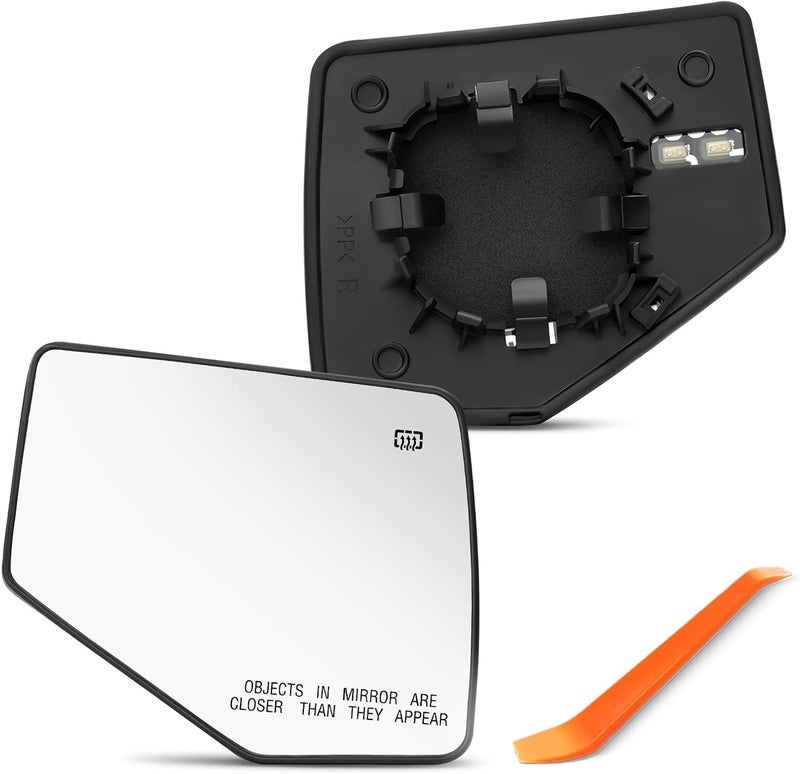 SNEMEEY GOAMOTORS RIGHT PASSENGER SIDE HEATED MIRROR GLASS WITH BLIND SPOT FT4Z17K707C COMPATIBLE WITH FORD EDGE EXTERIOR MIRROR REPLACEMENT GLASS - Image 1