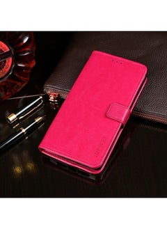 Case Cover For Cubot Rainbow 2 idewei Crazy Horse Texture Horizontal Flip Leather Case with Holder & Card Slots & Wallet Rose Red