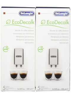 DeLonghi Eco Descaling Liquid Solution Descaler EcoDecalk for Automatic Espresso Coffee Machine Natural and Universal  2 Pack x 500ml   Set of 2